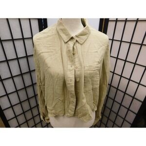 Aeropostale Cropped Lightweight Button Down Shirt Beige XL